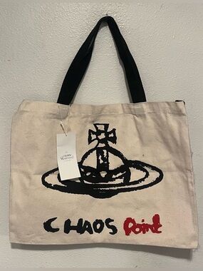 NWT VIVIENNE WESTWOOD “Chaos Point” Hoxton Shopper Large Orb Canvas Eco Tote